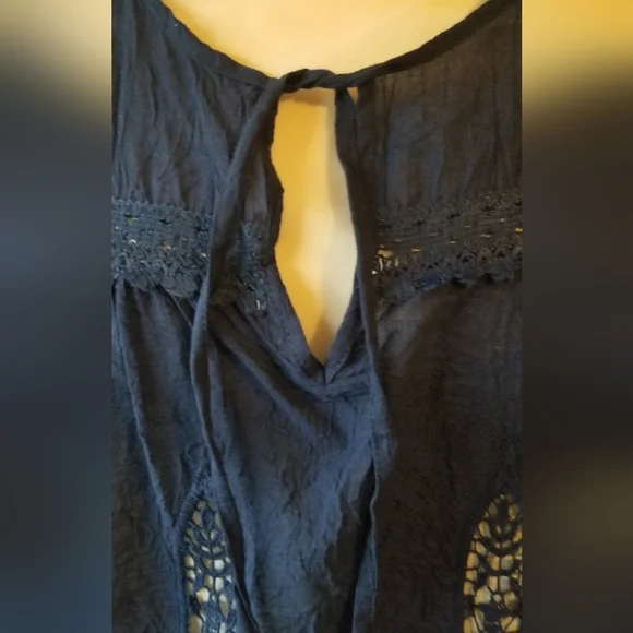 Nanette Lepore Swim Navy Blue Cotton Lace Women's Top Size L - Picture 4 of 7